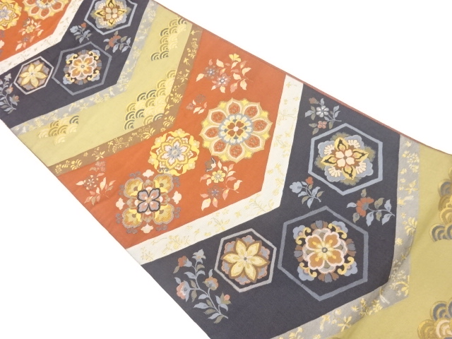 JAPANESE FUKURO OBI / WOVEN FLORAL PLANTS